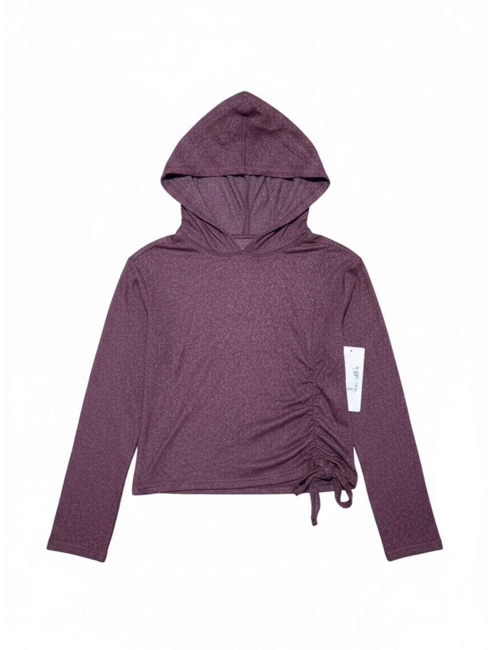 Zella Girl Purple Hooded Long Sleeve Ruched Side Top